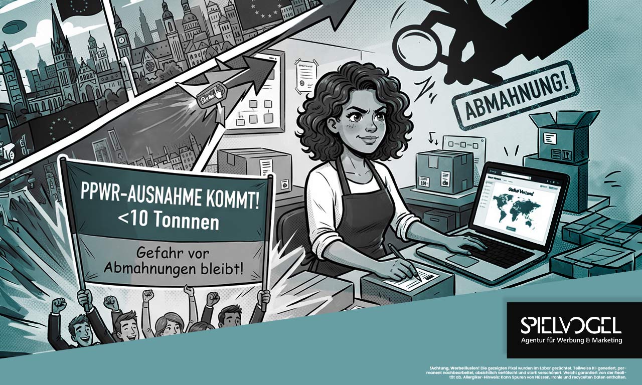 PPWR-Ausnahme für kleine Onlineshops geplant: Was die 10-Tonnen-Grenze bringt, warum die Abmahngefahr vorerst bleibt & was Händler jetzt tun müssen.